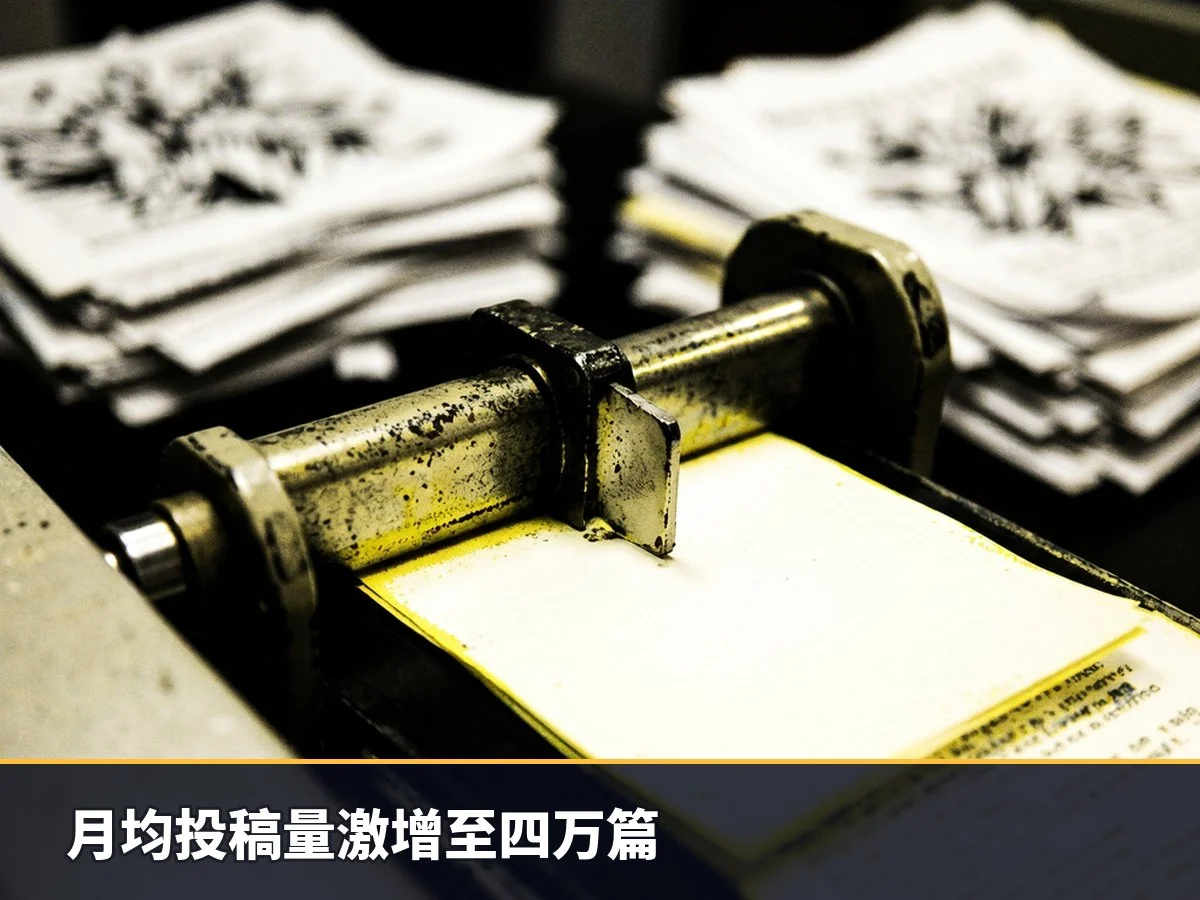 月均投稿量激增至四万篇