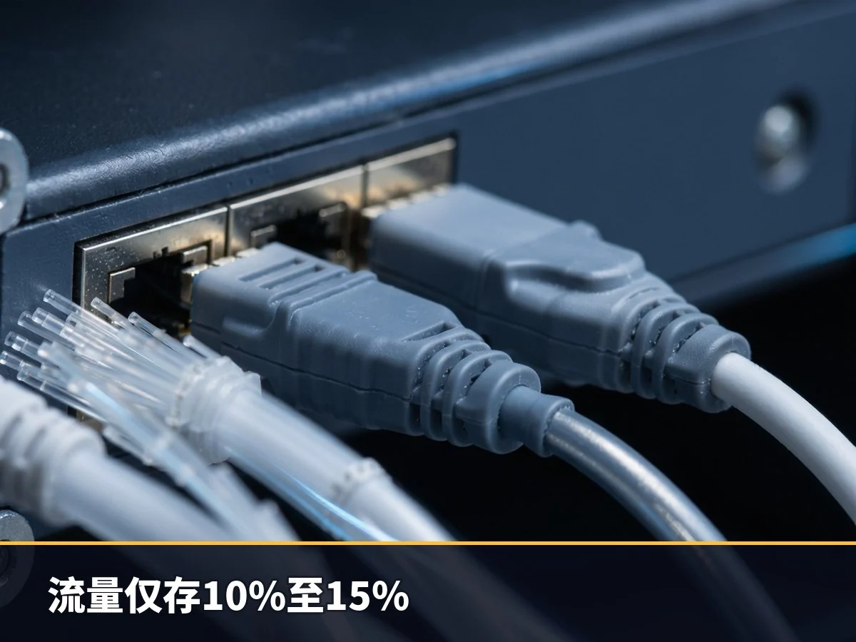 流量仅存10%至15%