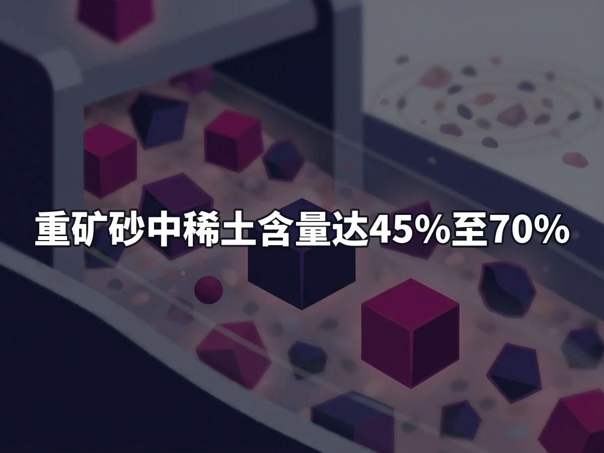 重矿砂中稀土含量达45%至70%
