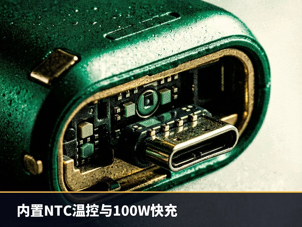 内置NTC温控与100W快充