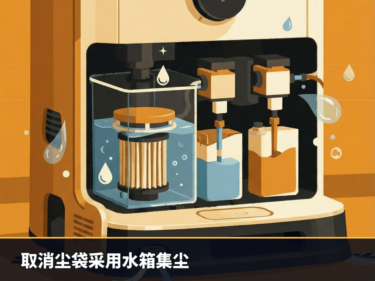 取消尘袋采用水箱集尘