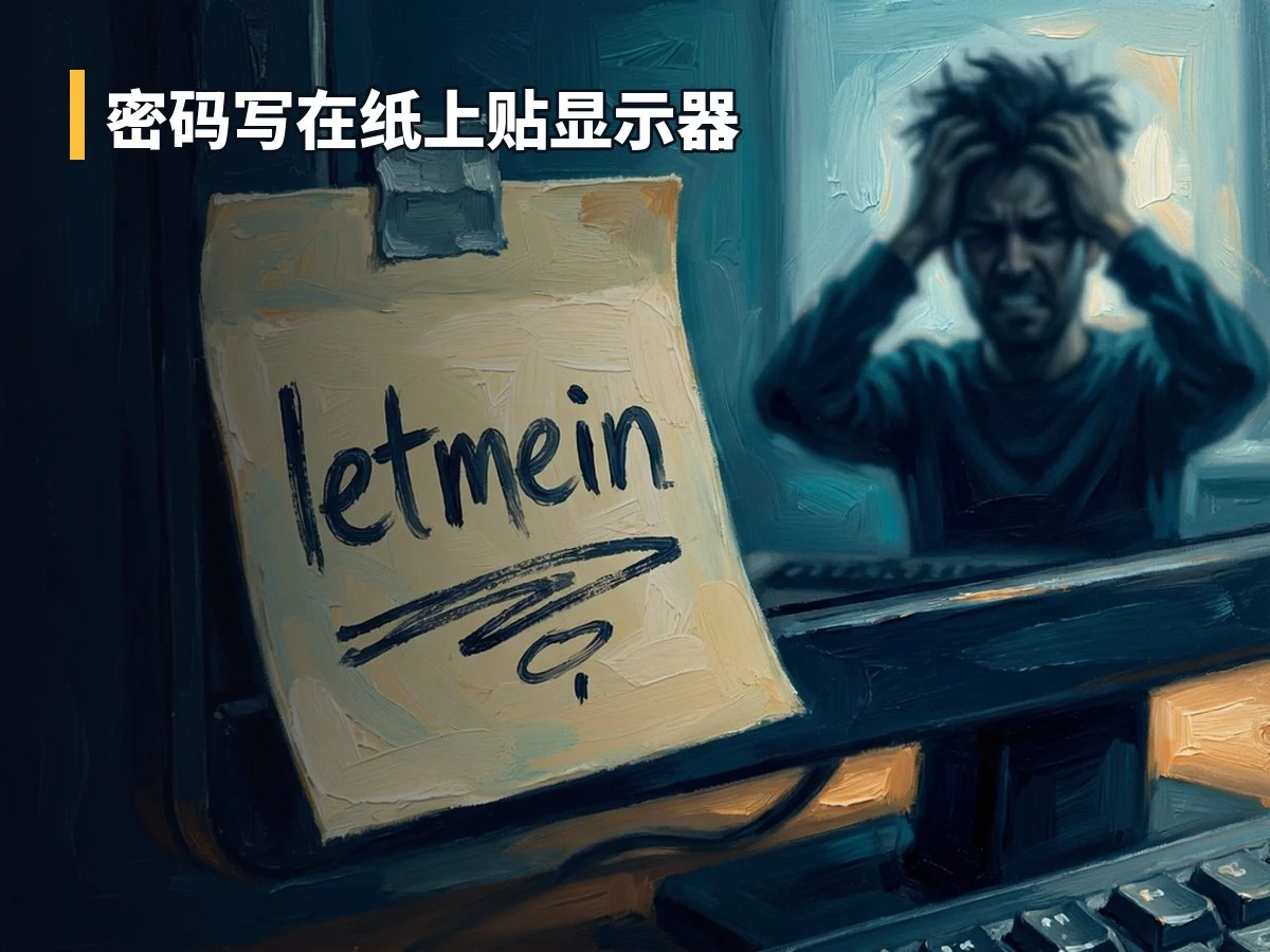 密码写在纸上贴显示器