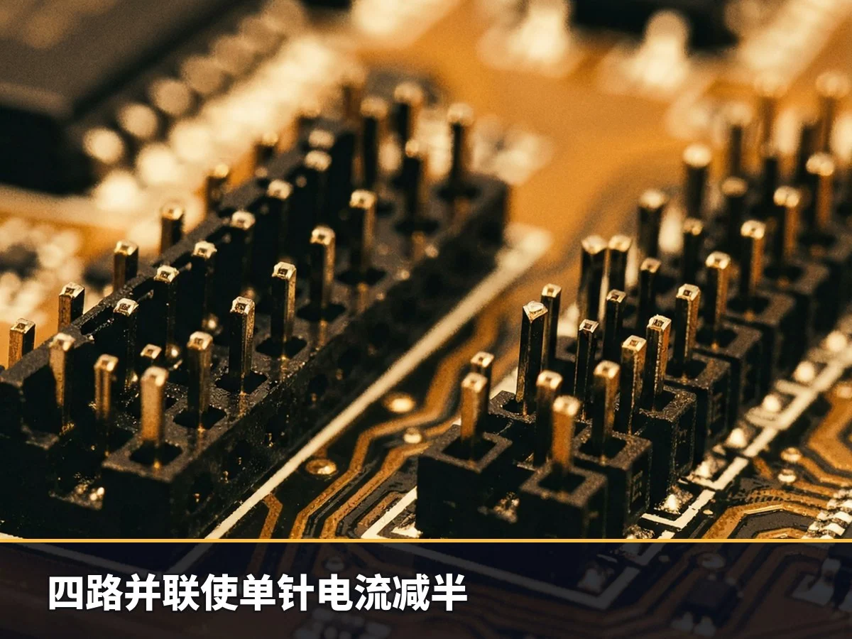 四路并联使单针电流减半