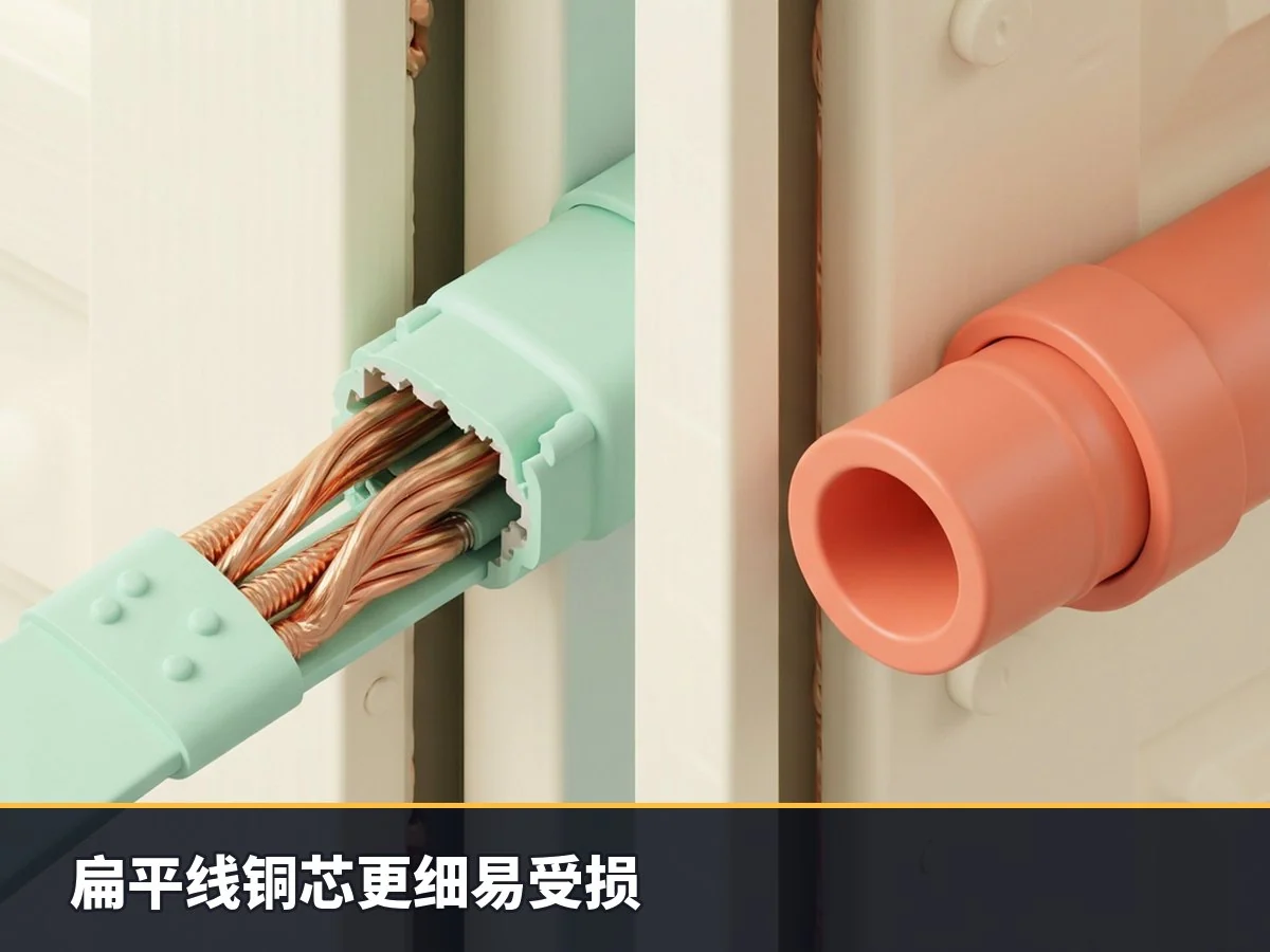 扁平线铜芯更细易受损