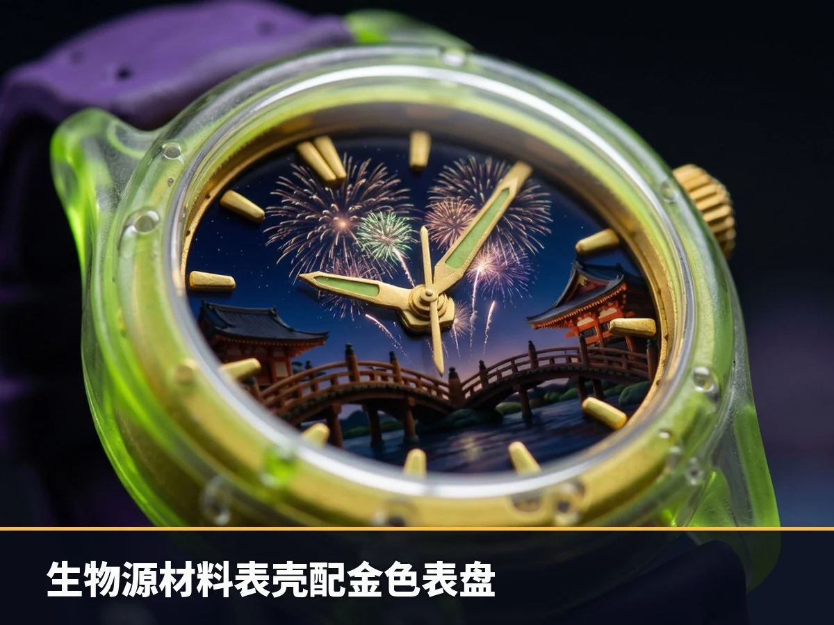 生物源材料表壳配金色表盘