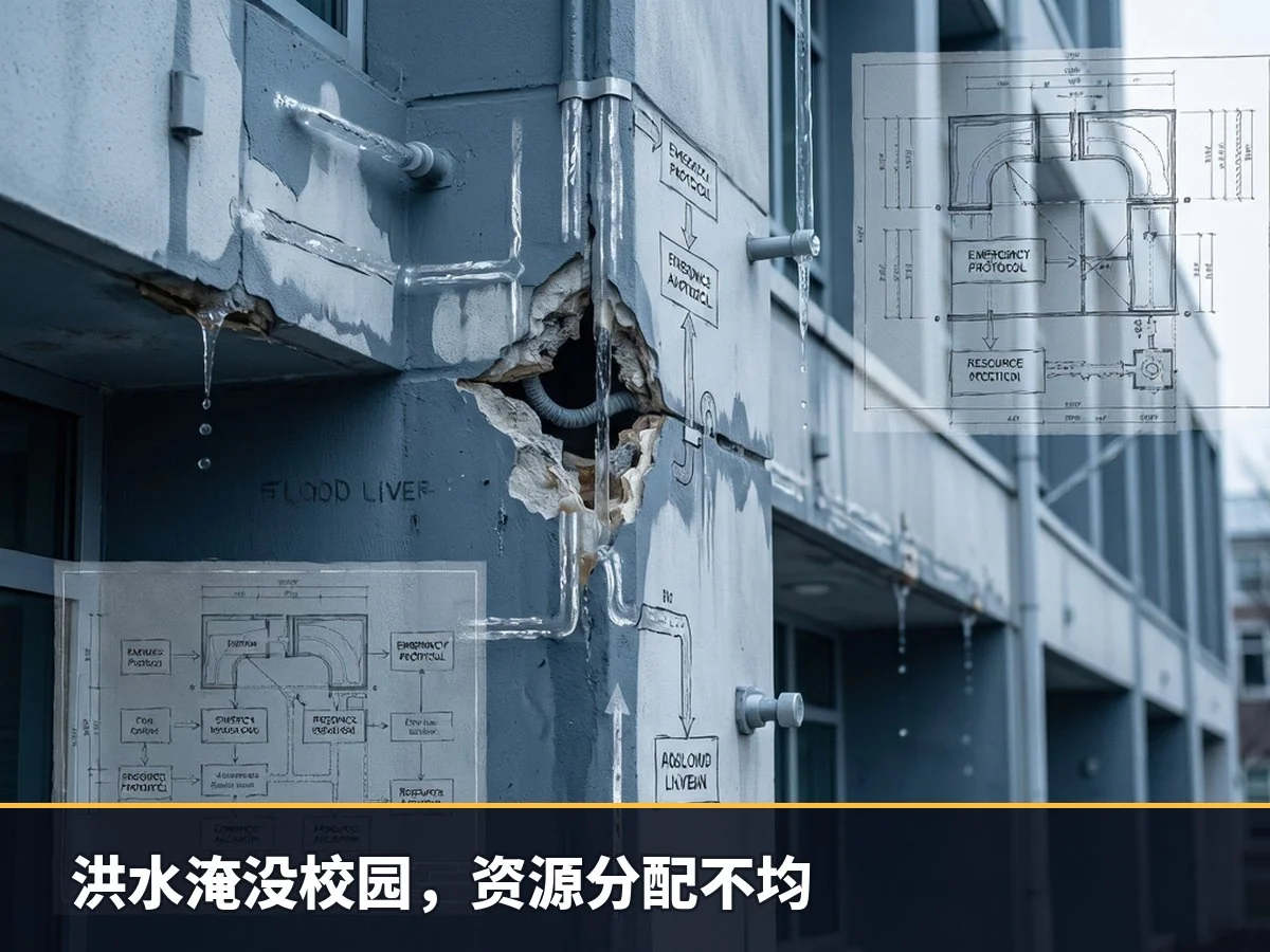 洪水淹没校园,资源分配不均