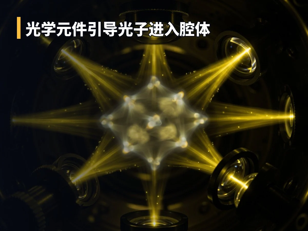 光学元件引导光子进入腔体