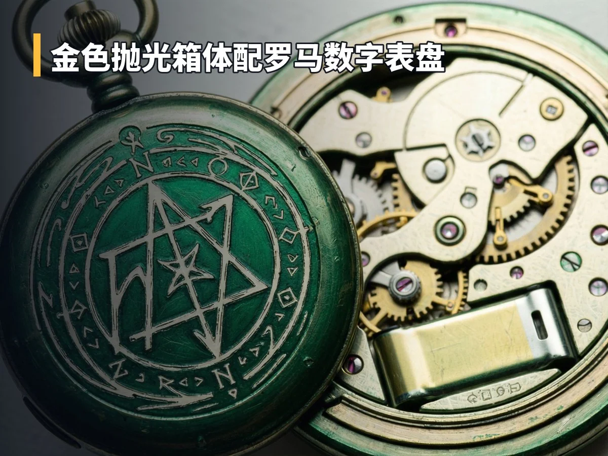 金色抛光箱体配罗马数字表盘