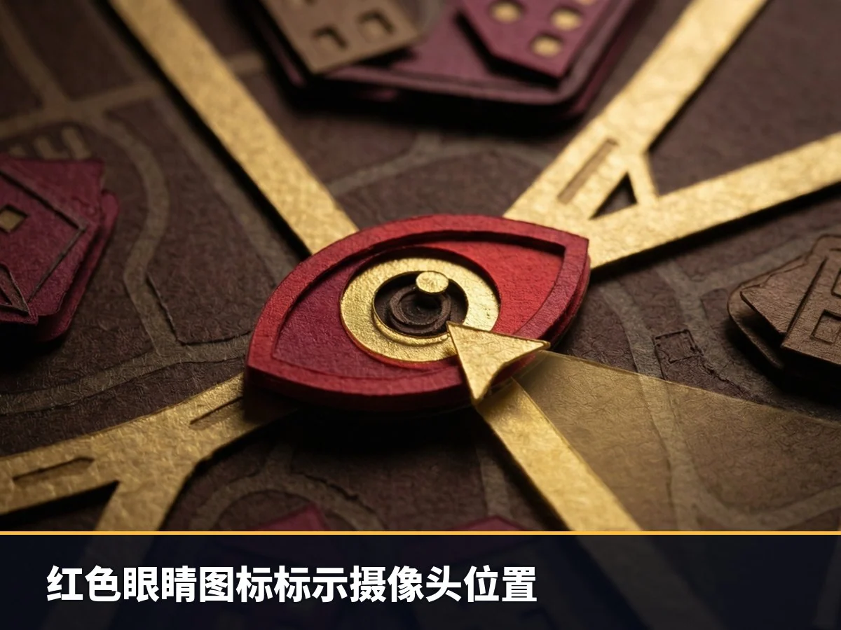 红色眼睛图标标示摄像头位置