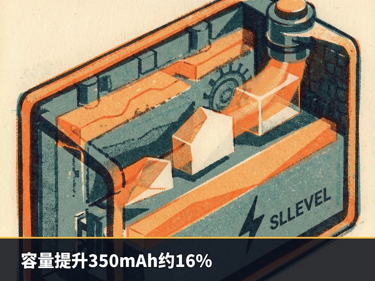 容量提升350mAh约16%