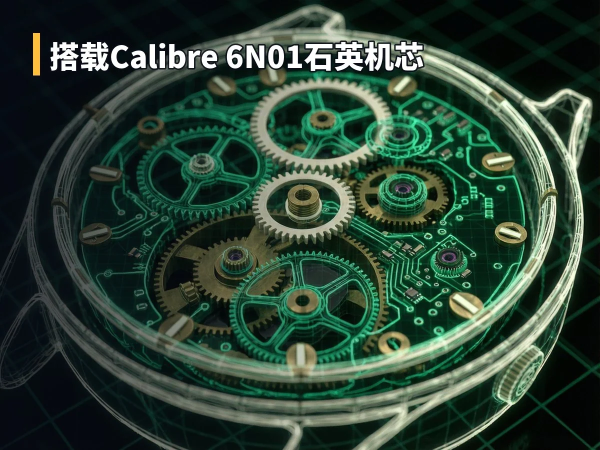 搭载Calibre 6N01石英机芯