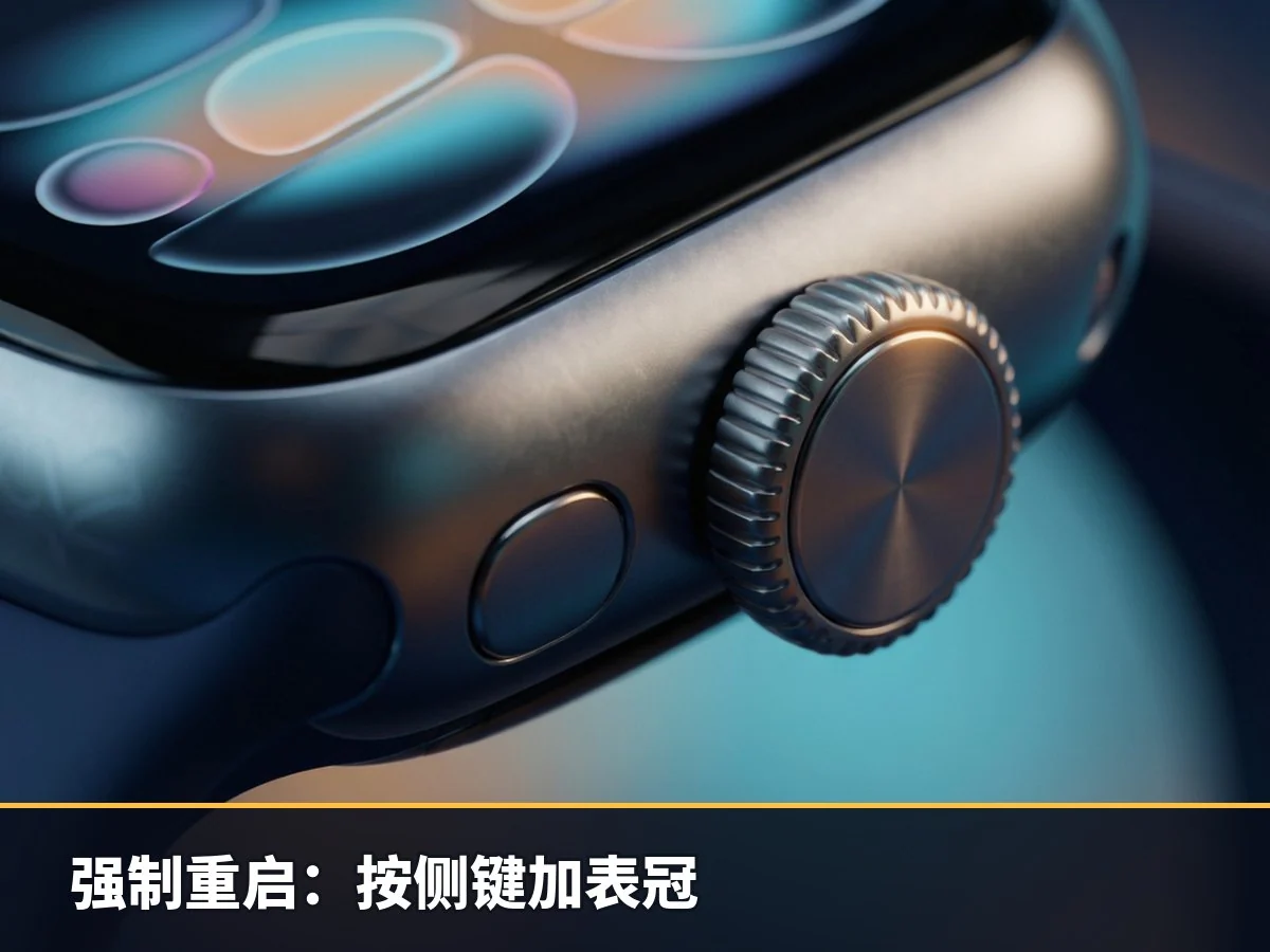 强制重启：按侧键加表冠