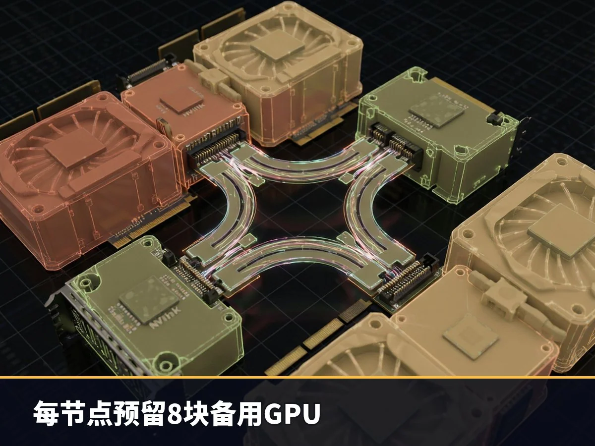 每节点预留8块备用GPU
