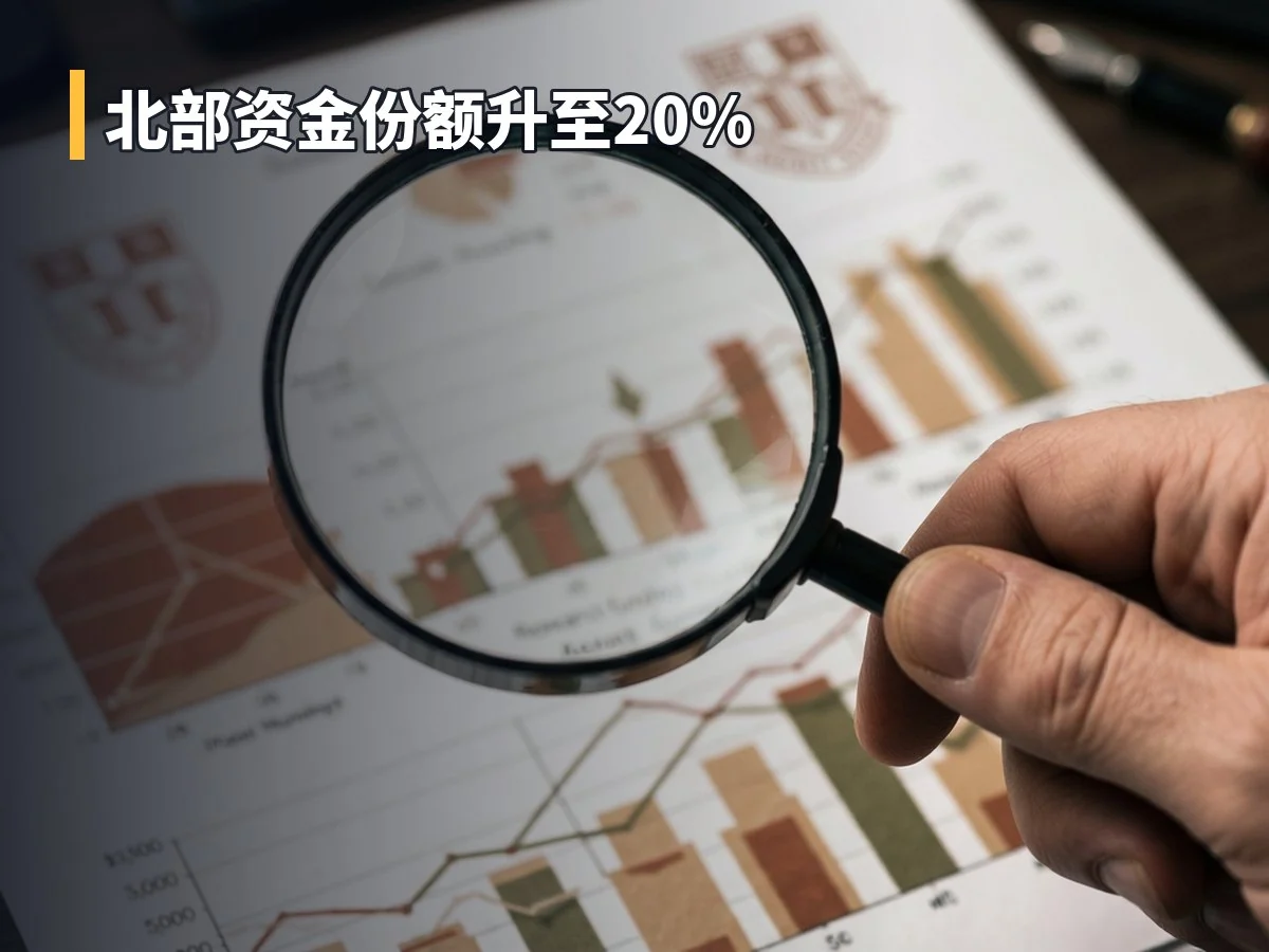 北部资金份额升至20%