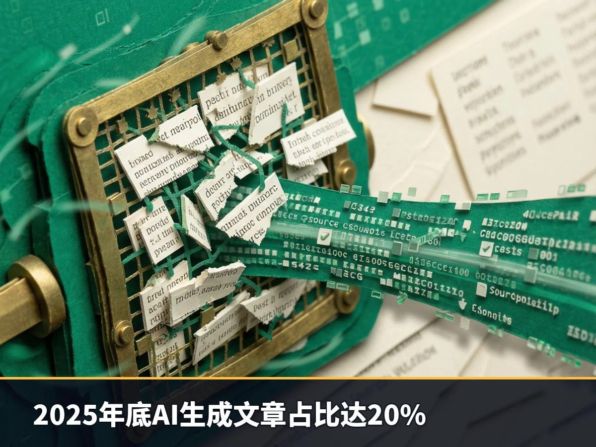 2025年底AI生成文章占比达20%