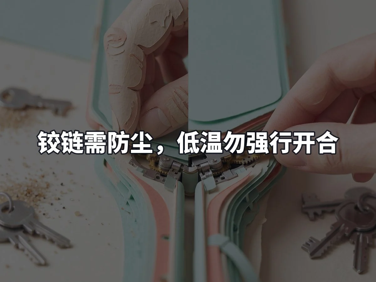 铰链需防尘,低温勿强行开合