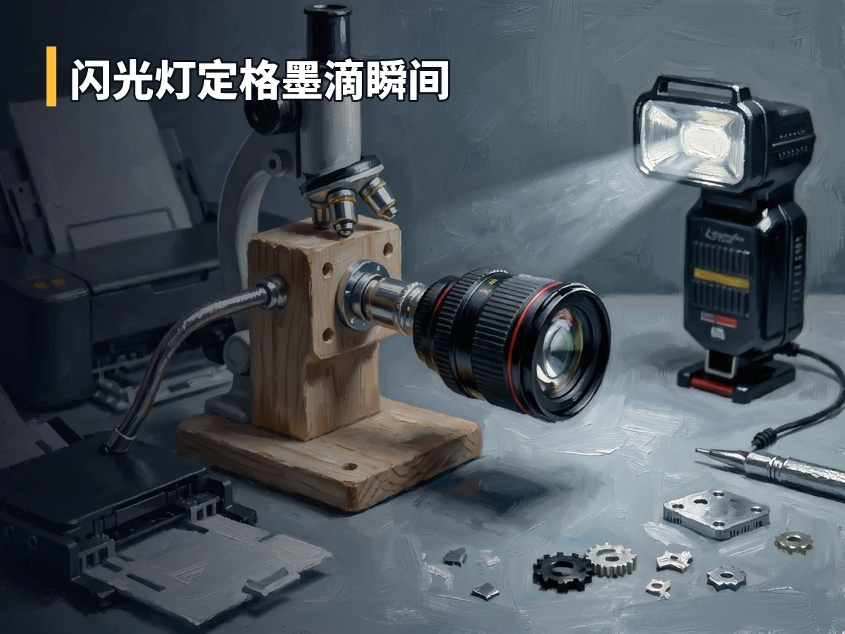 闪光灯定格墨滴瞬间
