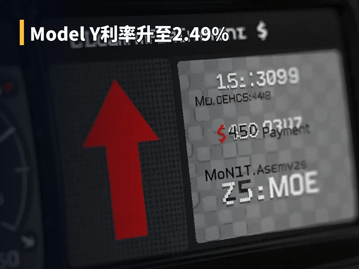 Model Y利率升至2.49%