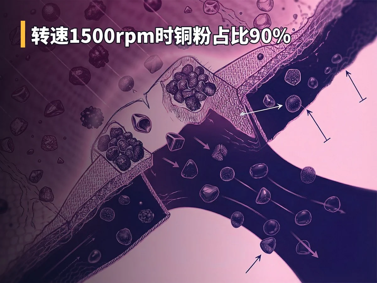 转速1500rpm时铜粉占比90%