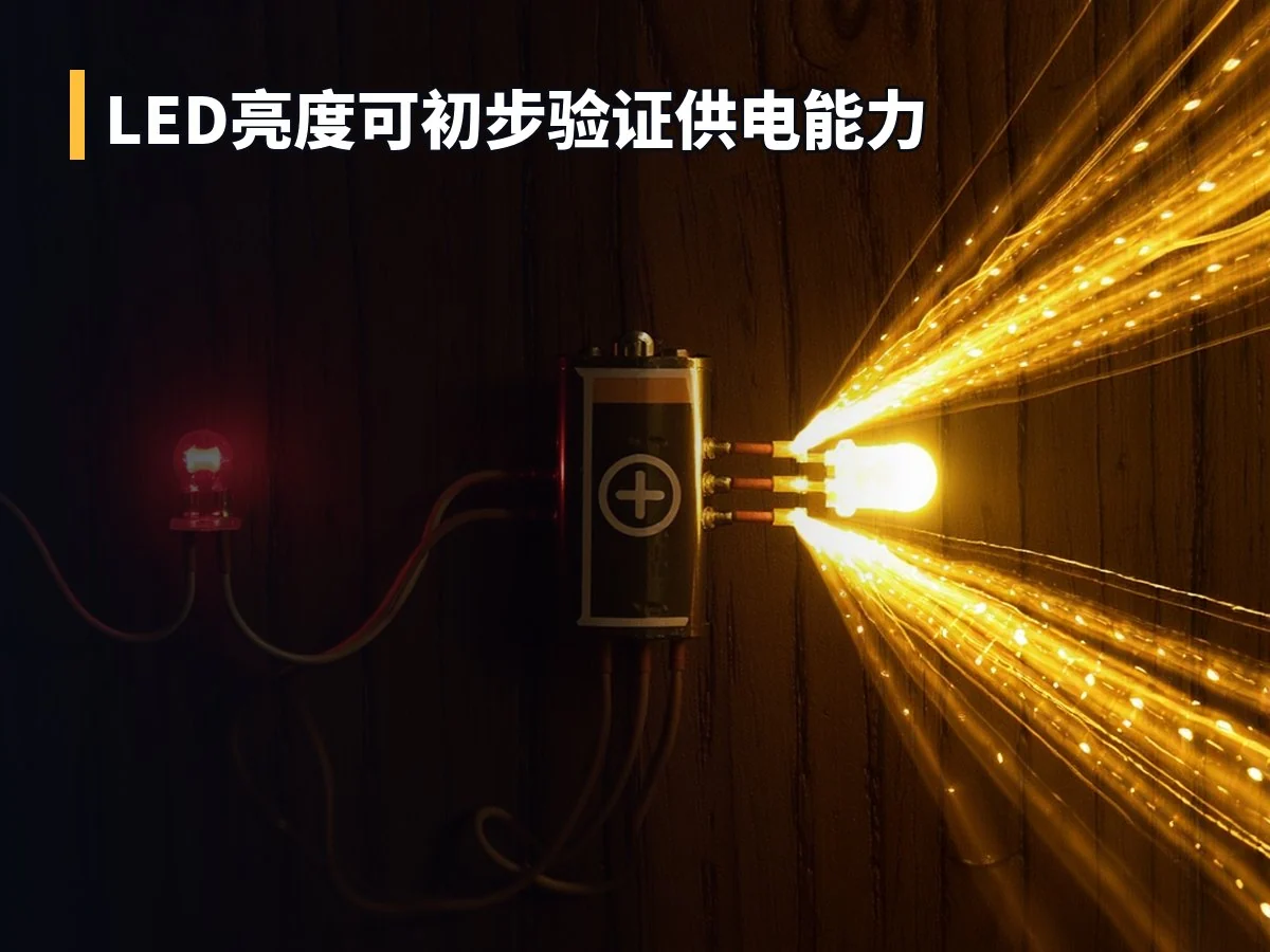 LED亮度可初步验证供电能力