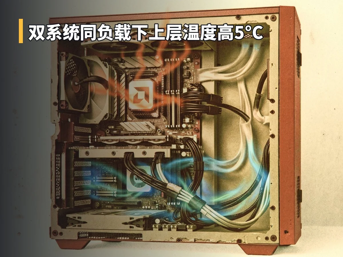 双系统同负载下上层温度高5°C