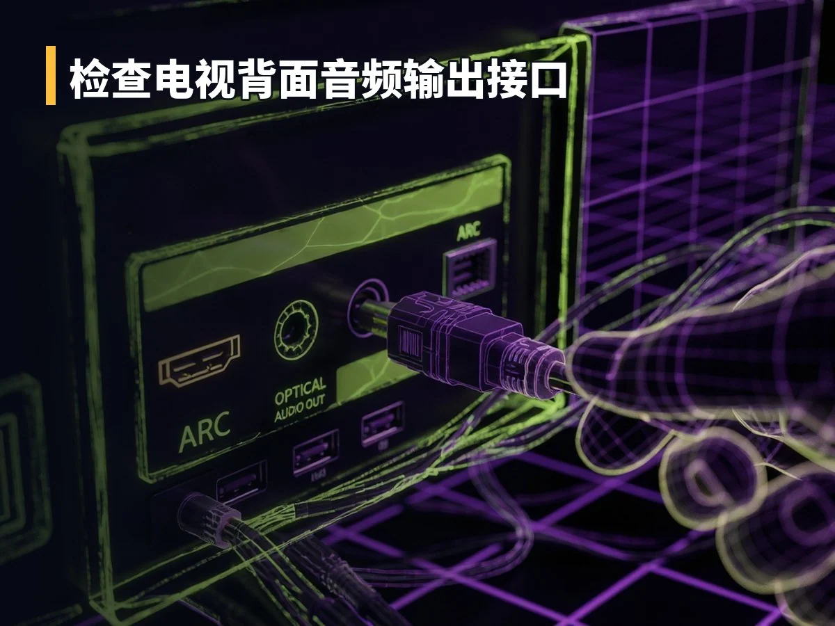 检查电视背面音频输出接口
