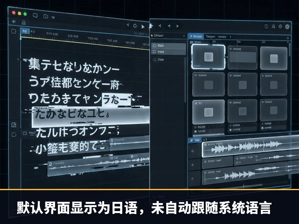 默认界面显示为日语，未自动跟随系统语言