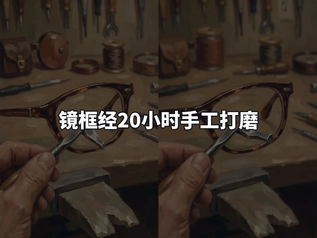 镜框经20小时手工打磨