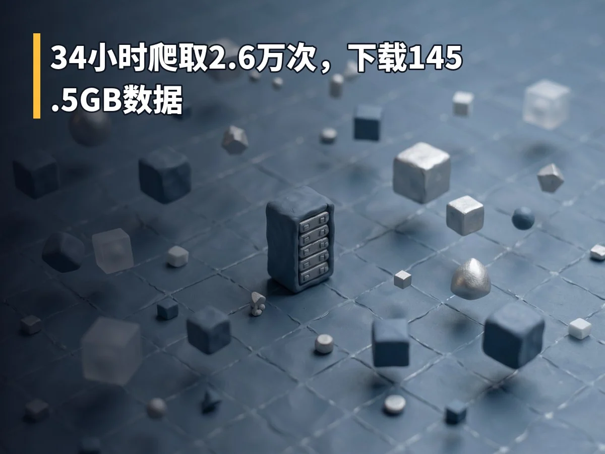 34小时爬取2.6万次,下载145.5GB数据