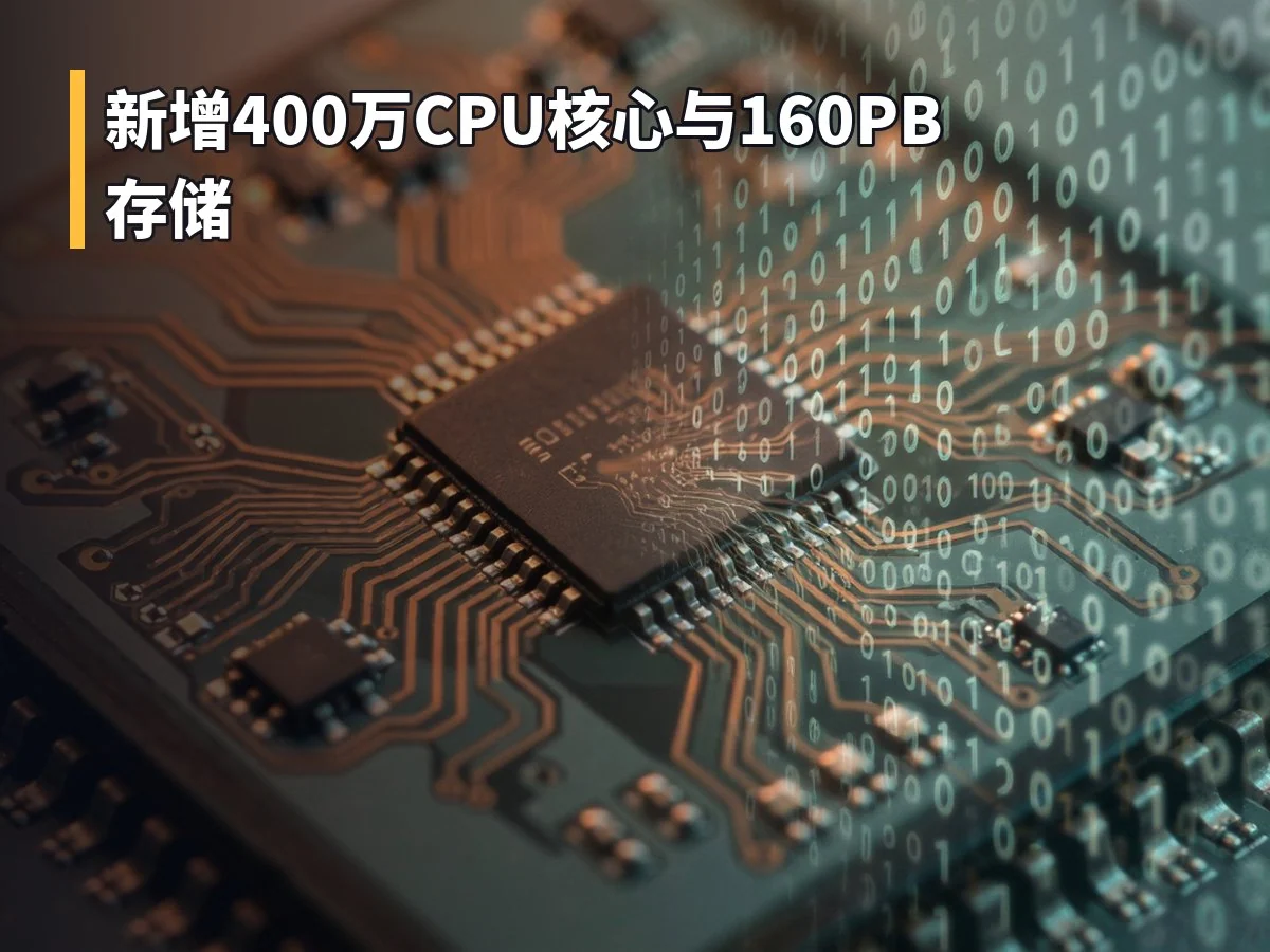 新增400万CPU核心与160PB存储