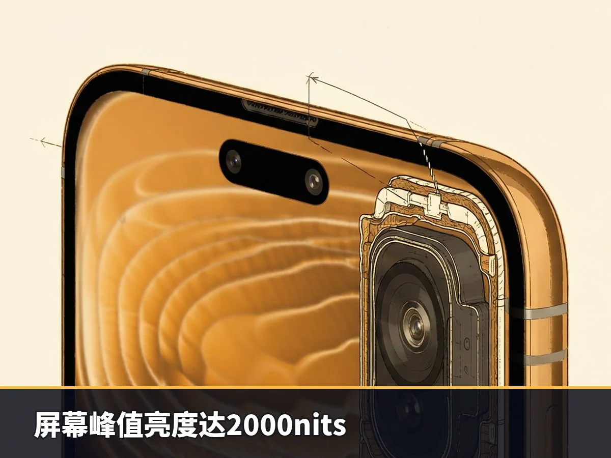 屏幕峰值亮度达2000nits