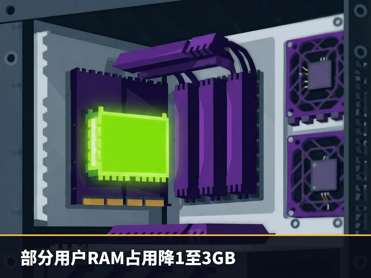 部分用户RAM占用降1至3GB