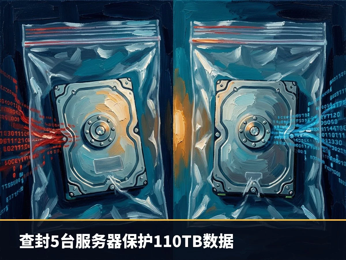 查封5台服务器保护110TB数据