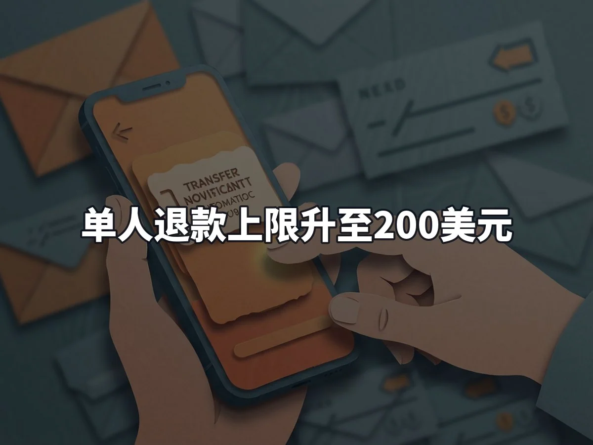 单人退款上限升至200美元