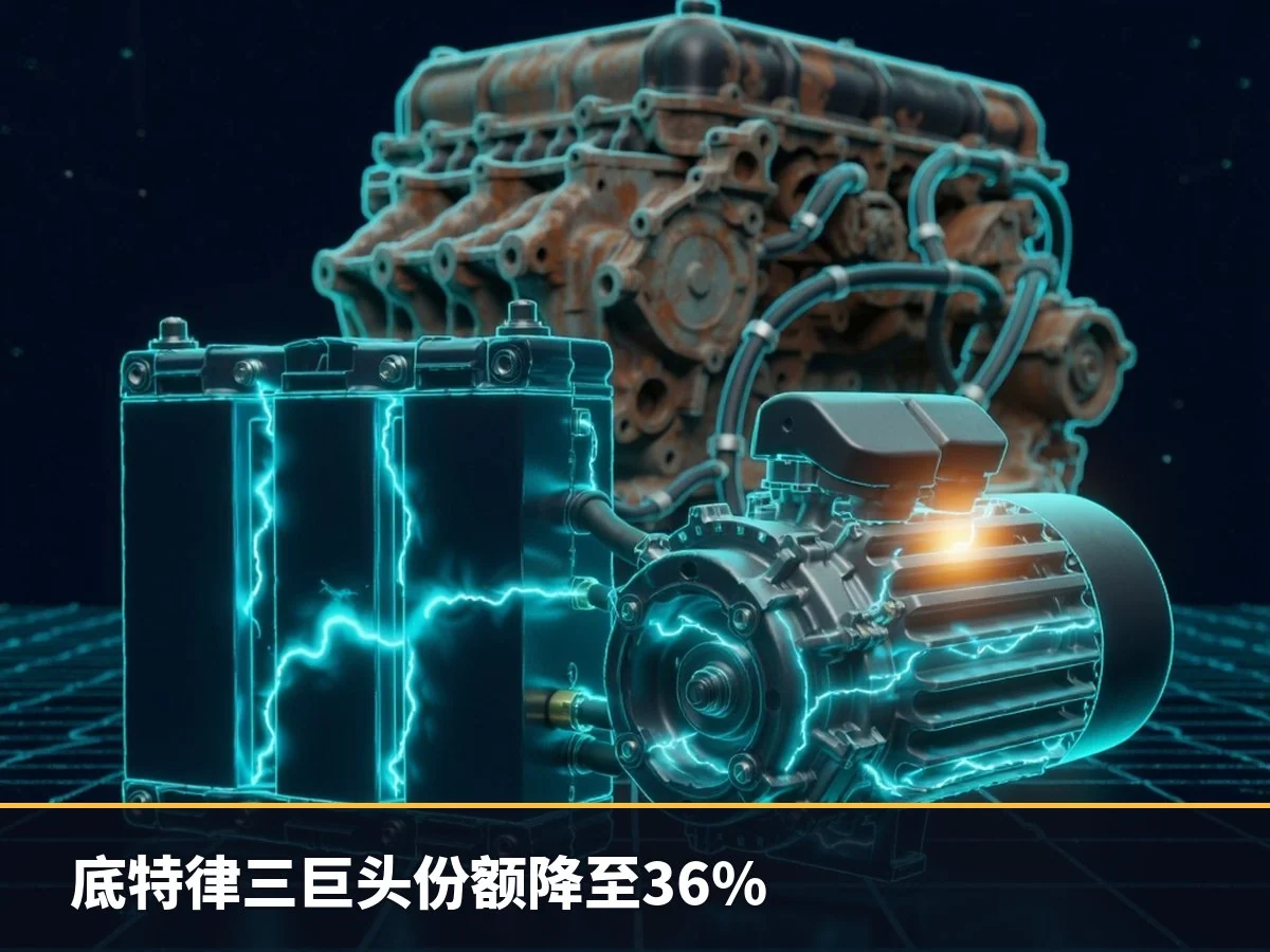 底特律三巨头份额降至36%