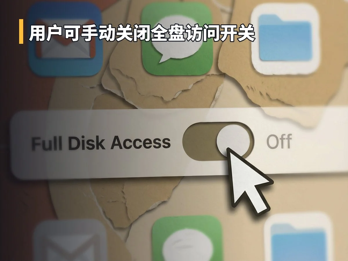 用户可手动关闭全盘访问开关