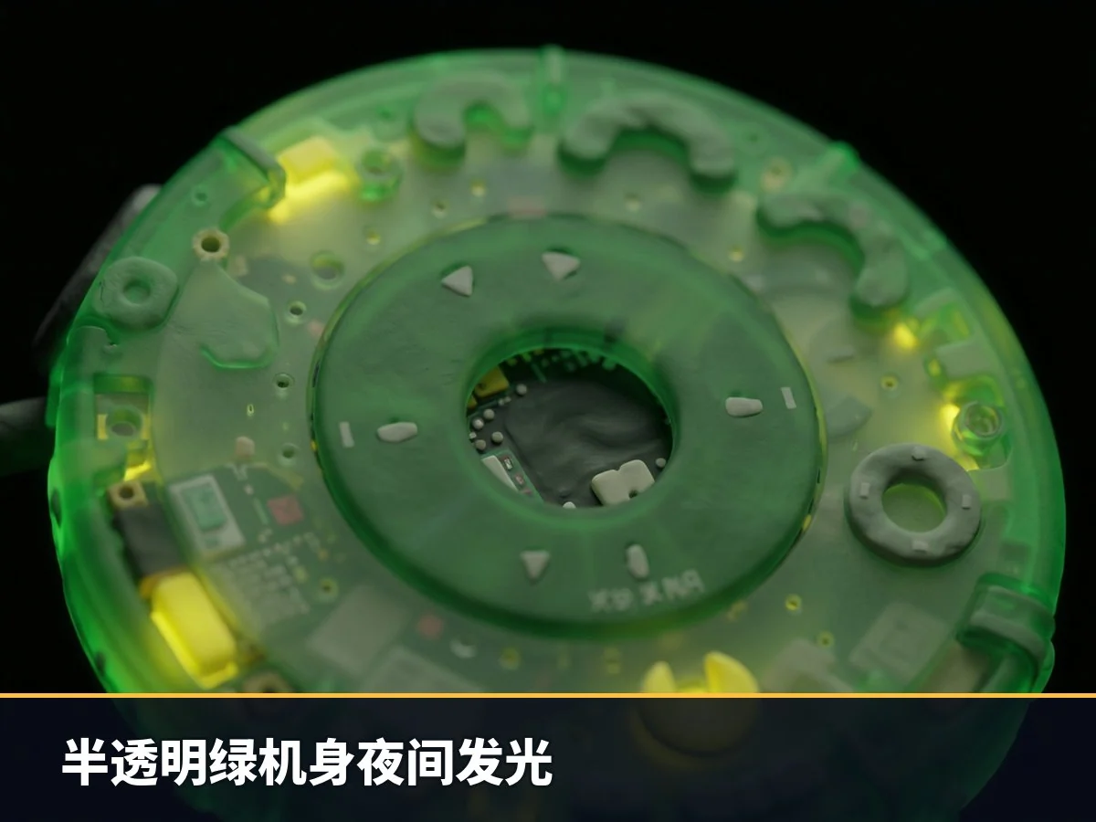 半透明绿机身夜间发光
