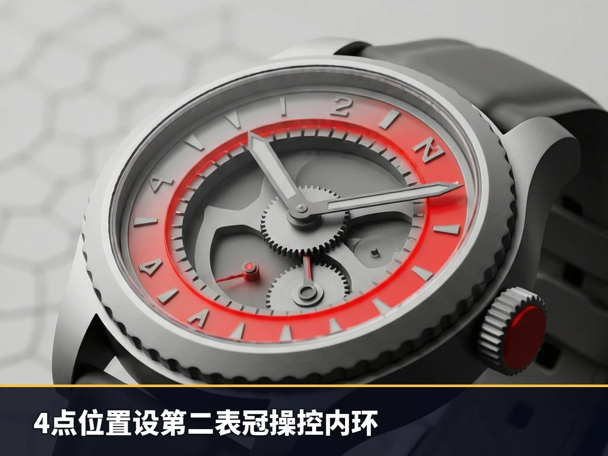 4点位置设第二表冠操控内环