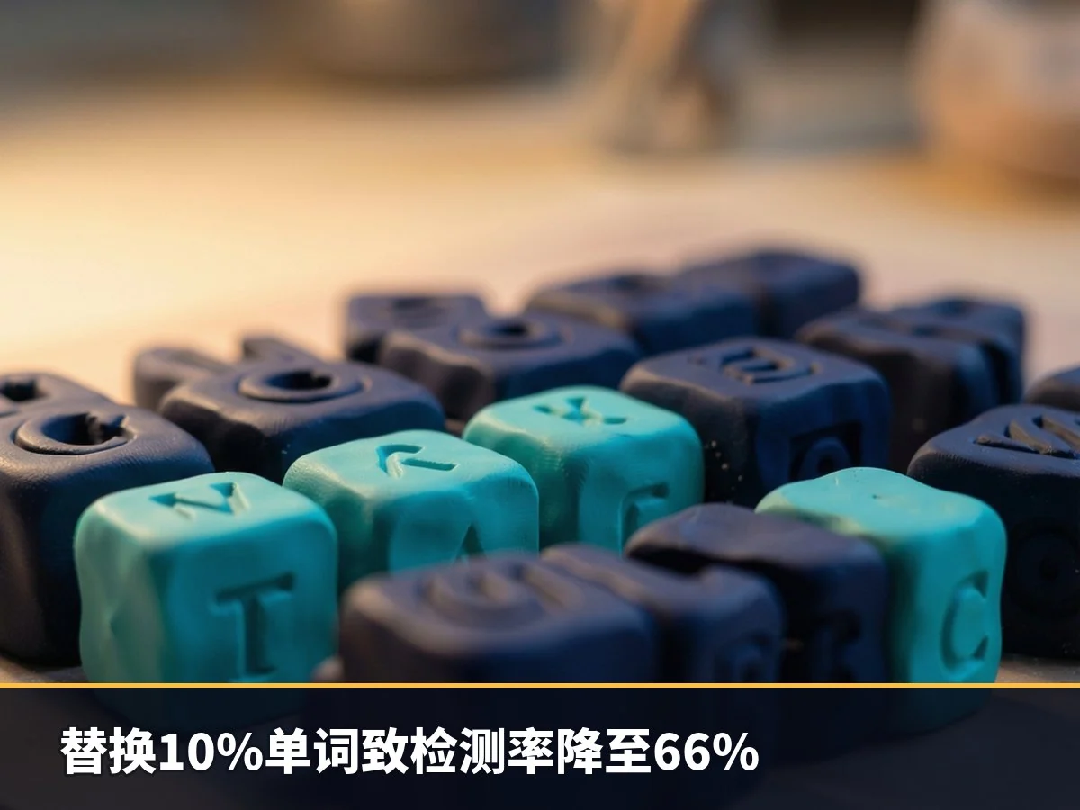 替换10%单词致检测率降至66%