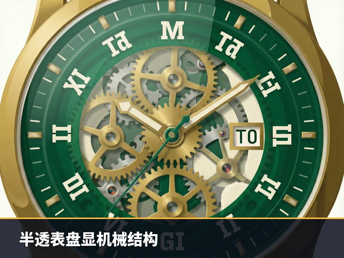 半透表盘显机械结构