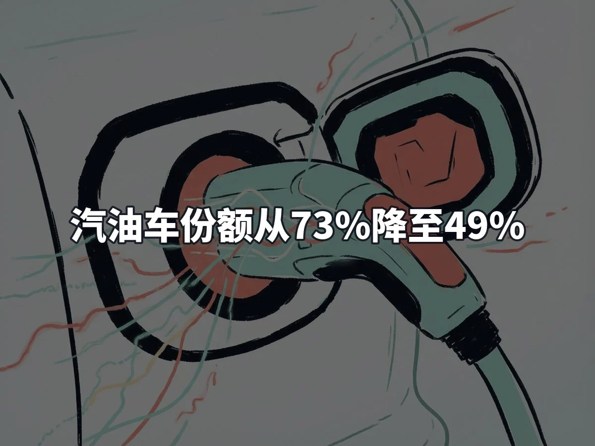 汽油车份额从73%降至49%