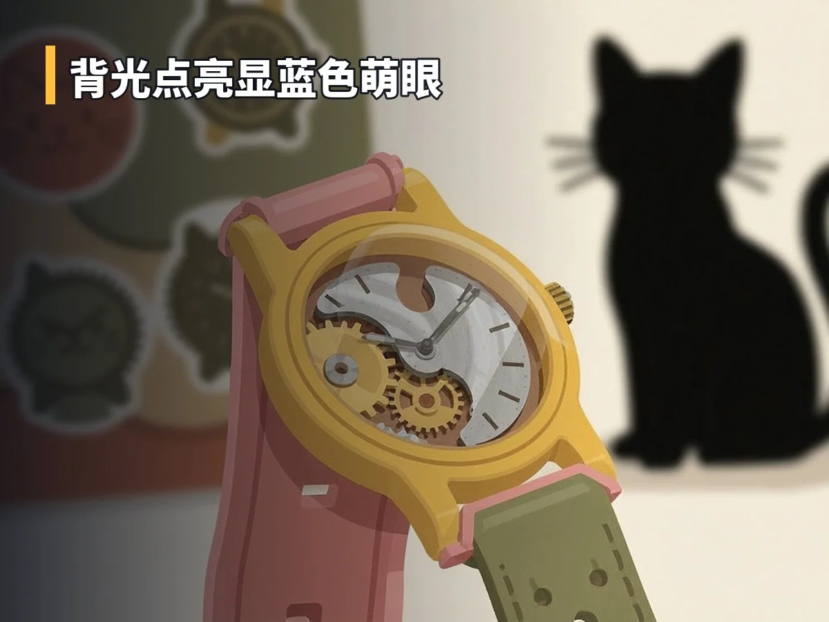 背光点亮显蓝色萌眼