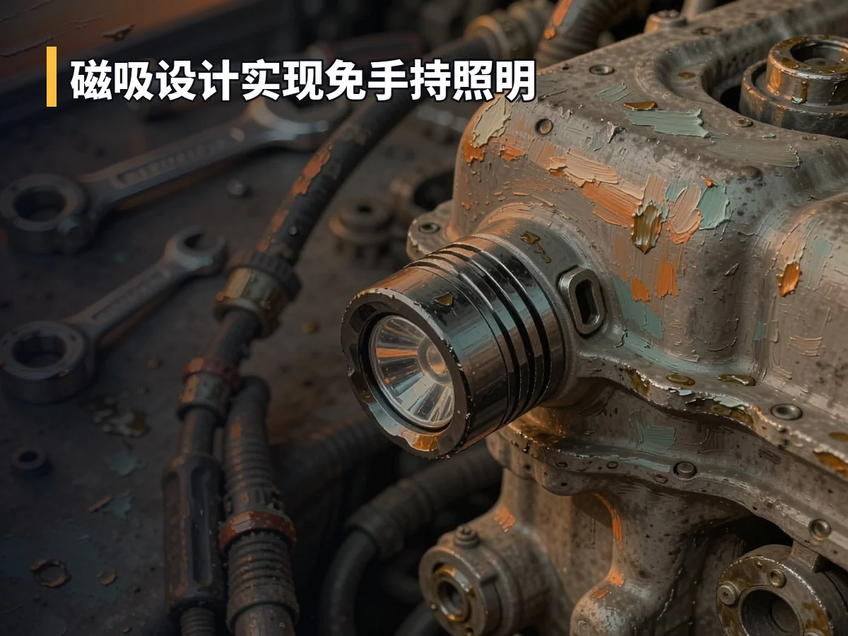 磁吸设计实现免手持照明