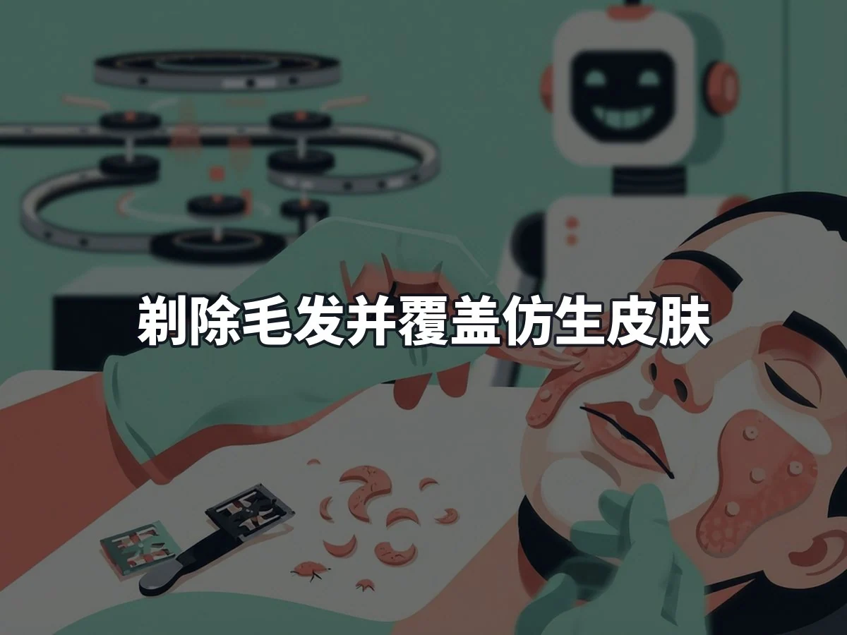 剃除毛发并覆盖仿生皮肤