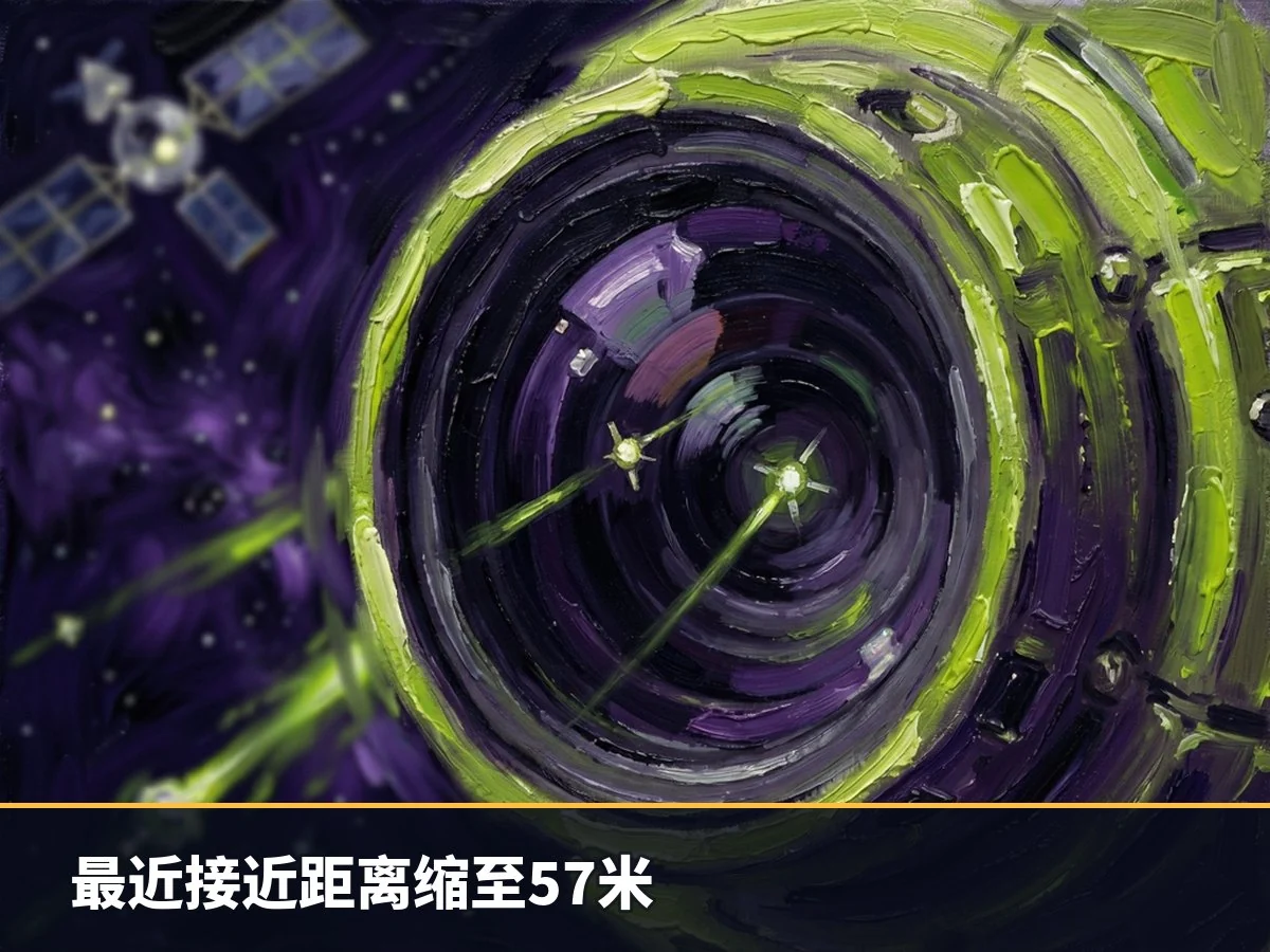 最近接近距离缩至57米
