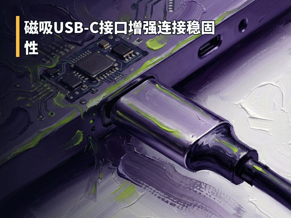 磁吸USB-C接口增强连接稳固性