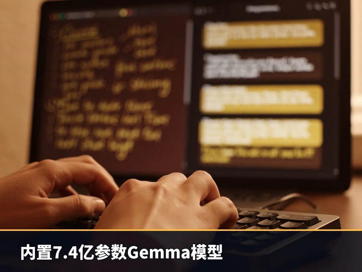 内置7.4亿参数Gemma模型