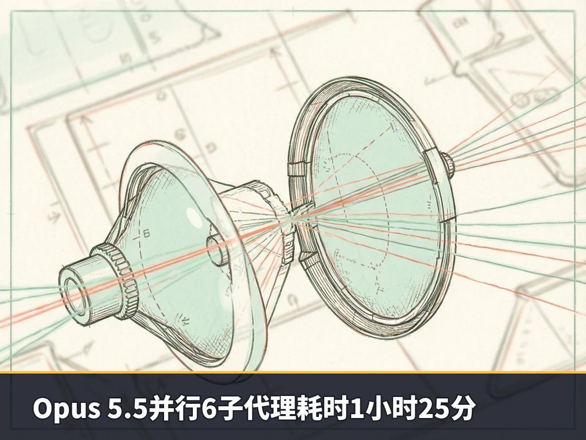 Opus 5.5并行6子代理耗时1小时25分