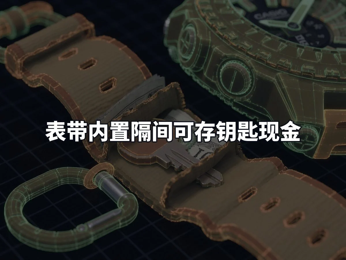 表带内置隔间可存钥匙现金