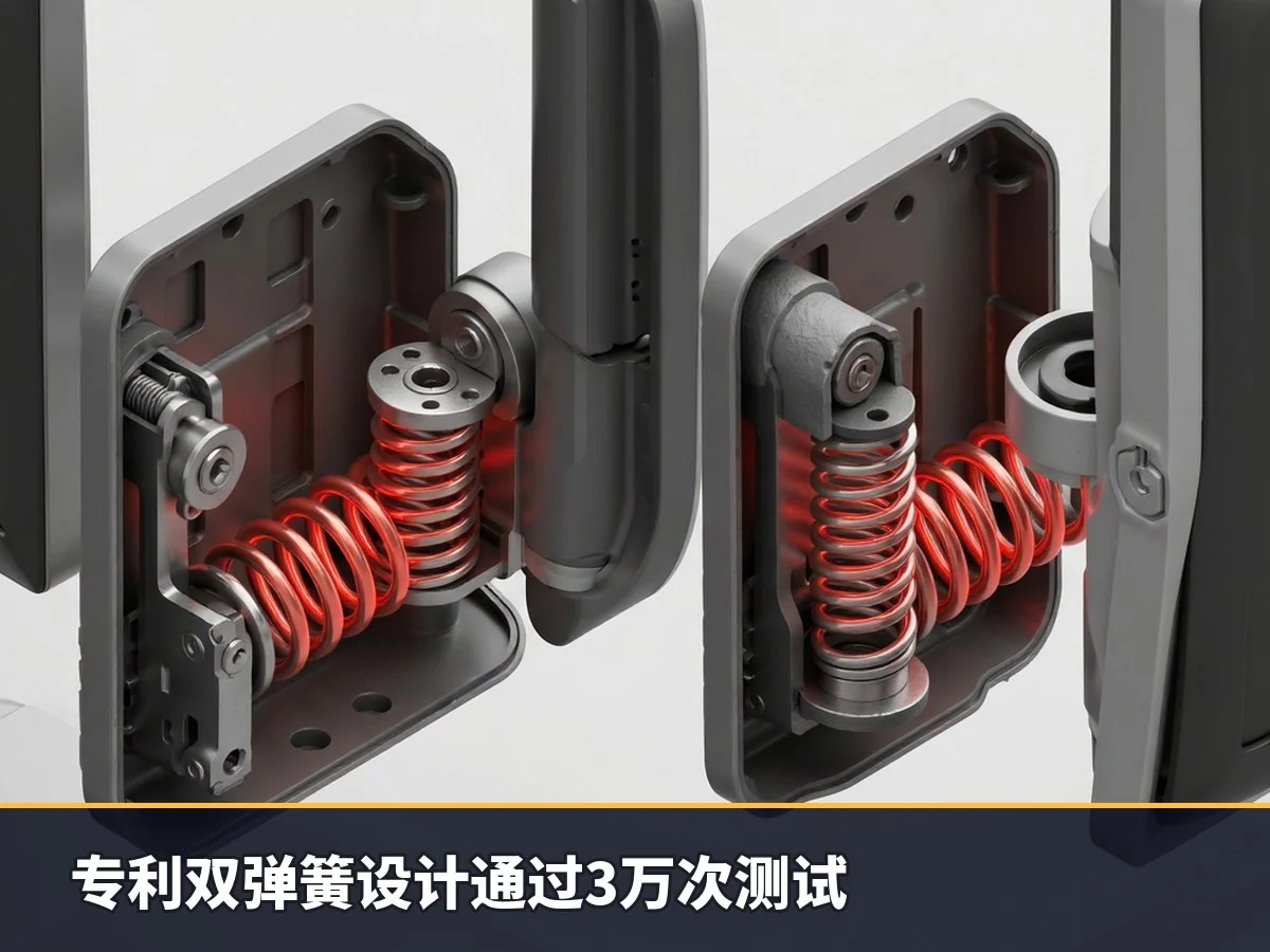 专利双弹簧设计通过3万次测试